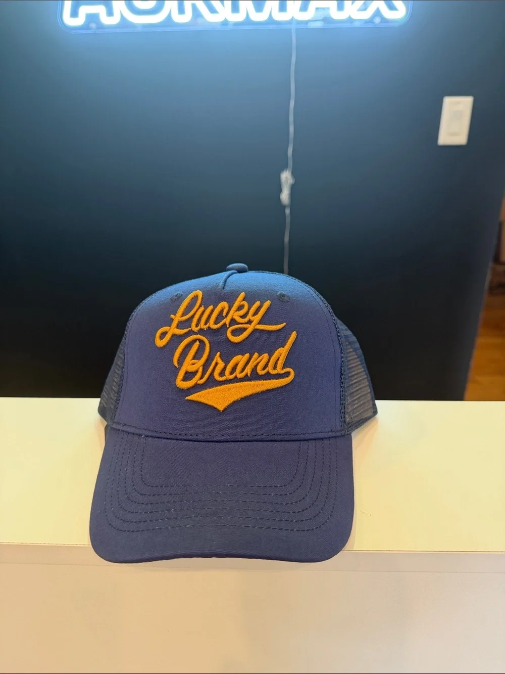 Lucky Brand Navy and Gold Mesh Back Cap